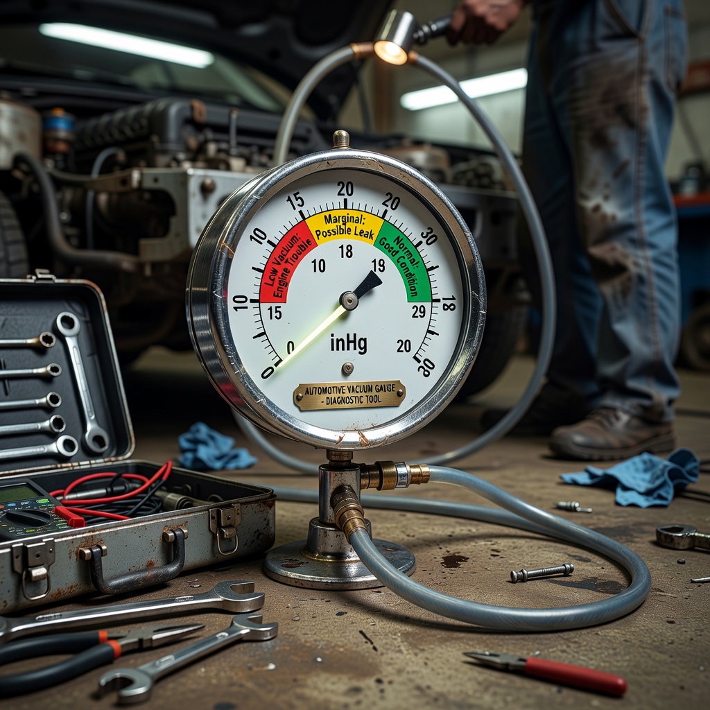 Automotive vacuum gauge in use